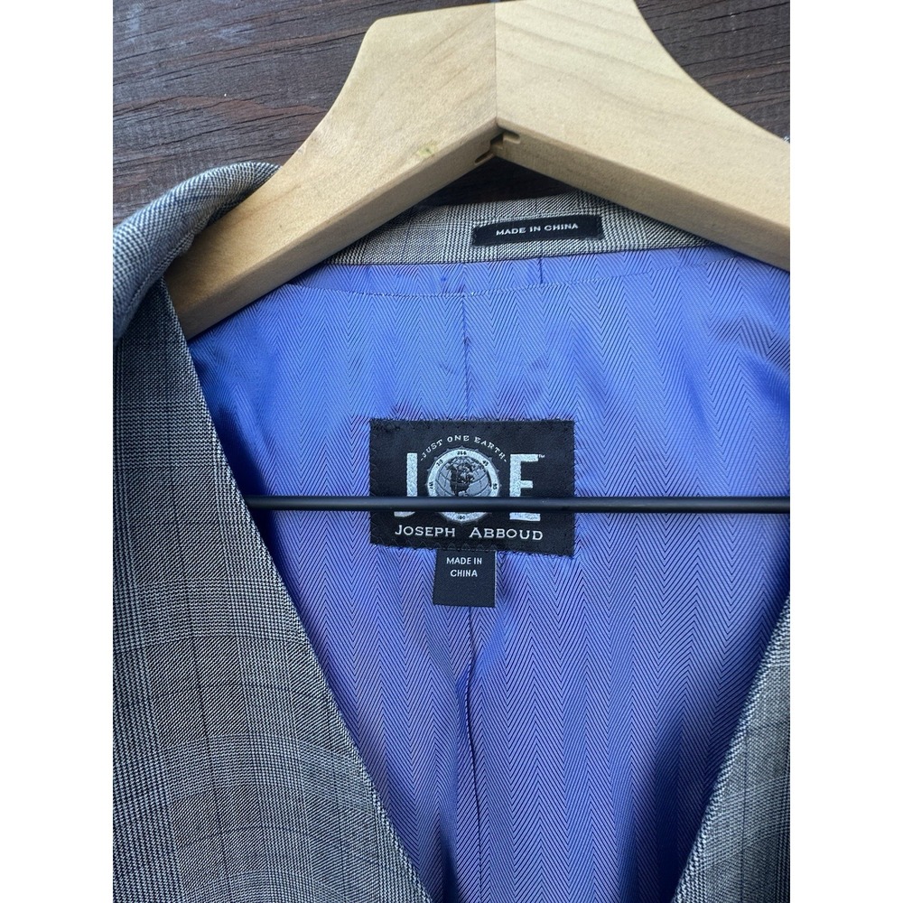 joe joseph abboud 3 Piece Suit Gray Plaid 44L Blazer 40R Pants Plus Vest - Picture 4 of 6